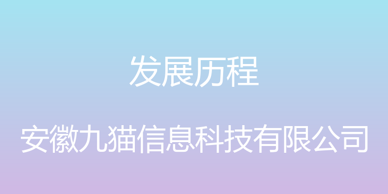 发展历程 - 安徽九猫信息科技有限公司