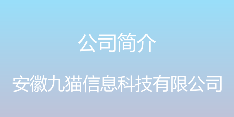 公司简介 - 安徽九猫信息科技有限公司