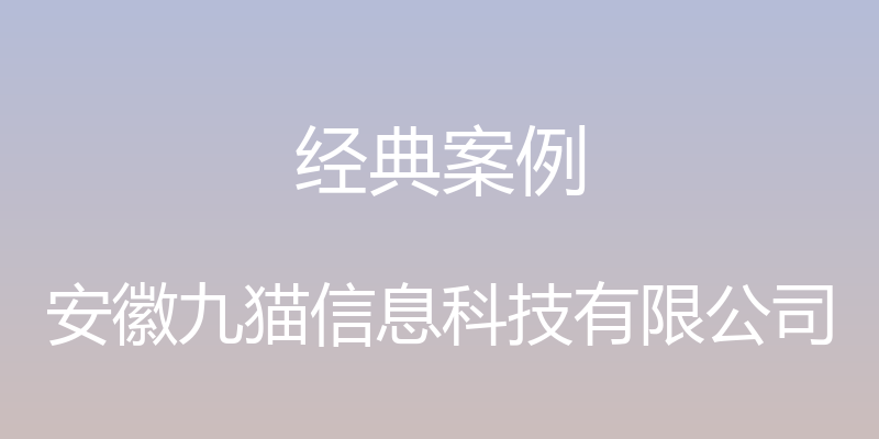 经典案例 - 安徽九猫信息科技有限公司