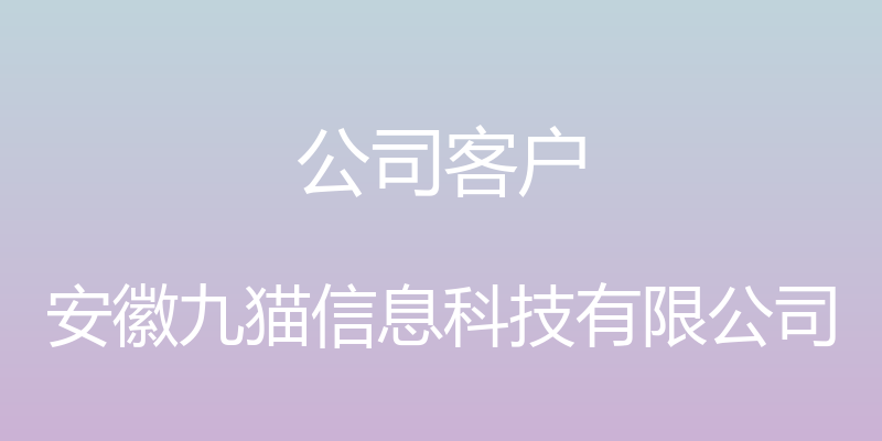 公司客户 - 安徽九猫信息科技有限公司