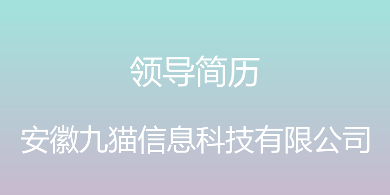 领导简历 - 安徽九猫信息科技有限公司