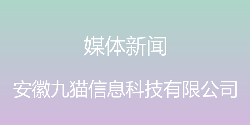 媒体新闻 - 安徽九猫信息科技有限公司