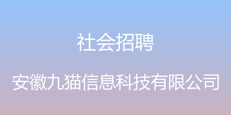 社会招聘 - 安徽九猫信息科技有限公司